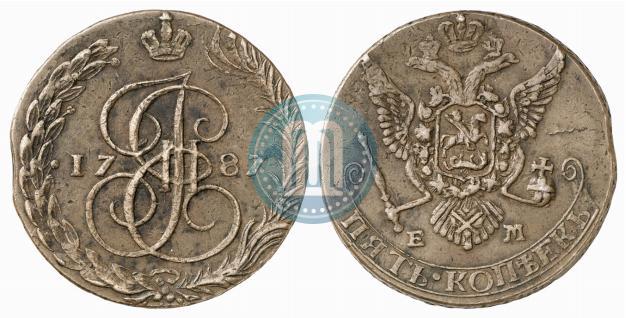 Picture 5 kopecks 1787 year ЕМ 