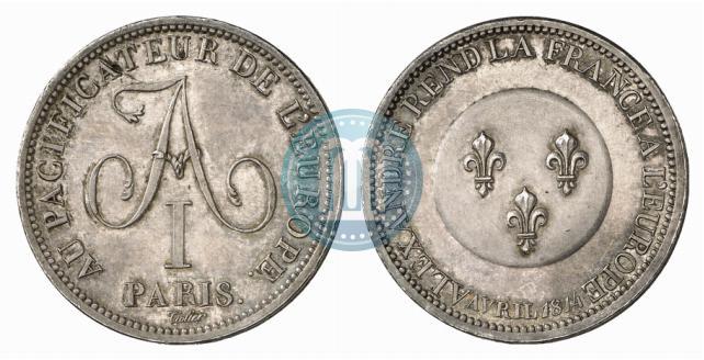 Picture 2 franks 1814 year  "In memory of the Emperor Aleksander I"