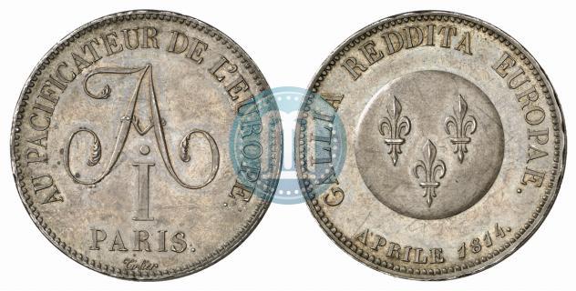 Picture 5 franks 1814 year  "In memory of the Emperor Aleksander I"