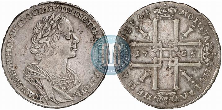 Фото 1 рубль 1725 года  "Портрет в античных доспехах"