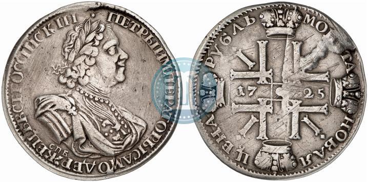 Picture 1 rouble 1725 year СПБ "Sun rouble, portrait in armour"