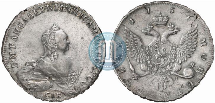 Фото 1 рубль 1754 года СПБ-IМ "Портрет работы Бенджамина Скотта"