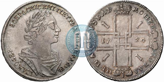 Фото 1 рубль 1724 года OK "Портрет в античных доспехах"