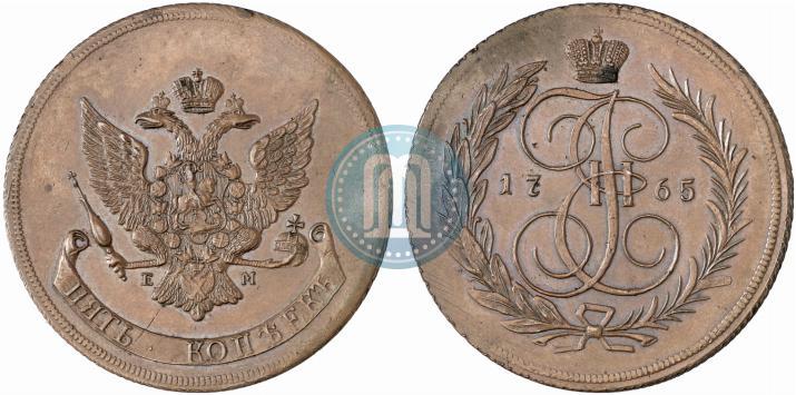 Picture 5 kopecks 1765 year ЕМ 
