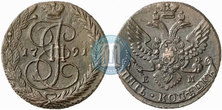 Фото 5 копеек 1791 года ЕМ 