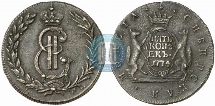 Picture 5 kopecks 1774 year КМ 