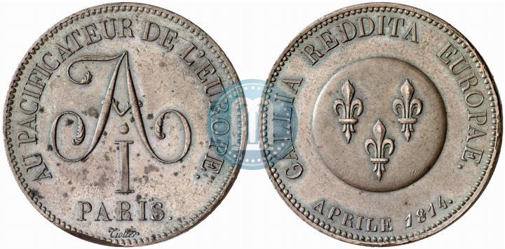 Picture 2 franks 1814 year  "In memory of the Emperor Aleksander I"
