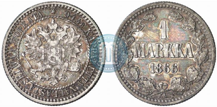 Picture 1 markka 1866 year S 