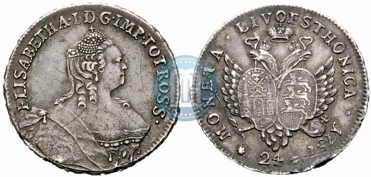 Picture 24 kopecks 1757 year  "For Livonia"