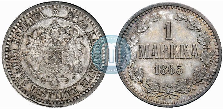 Picture 1 markka 1865 year S 