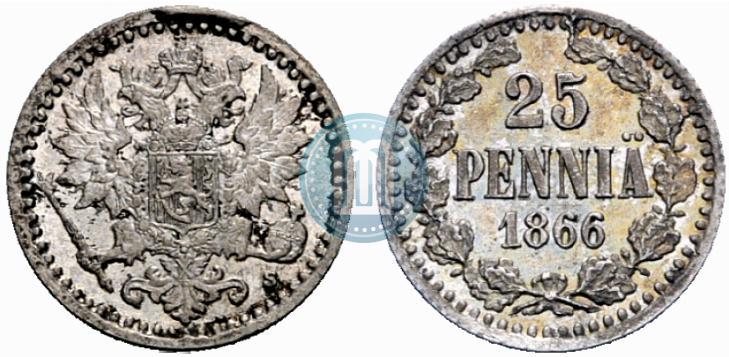 Фото 25 пенни 1866 года S 