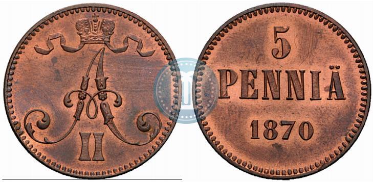 Picture 5 pennia 1870 year  