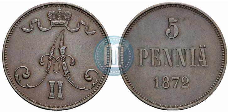 Picture 5 pennia 1872 year  