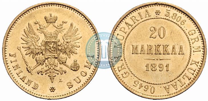 Picture 20 markkaa 1891 year L 