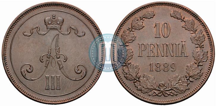 Фото 10 пенни 1889 года  