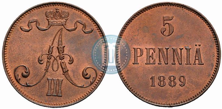 Picture 5 pennia 1889 year  