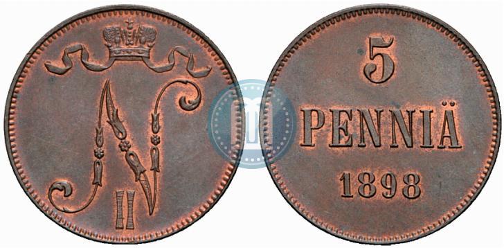 Picture 5 pennia 1898 year  