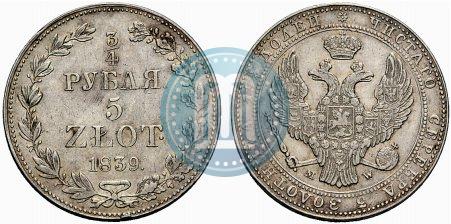 Picture 3/4 roubles - 5 złotych 1839 year MW 