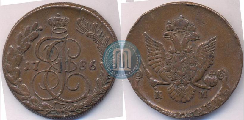Фото 5 копеек 1786 года КМ 