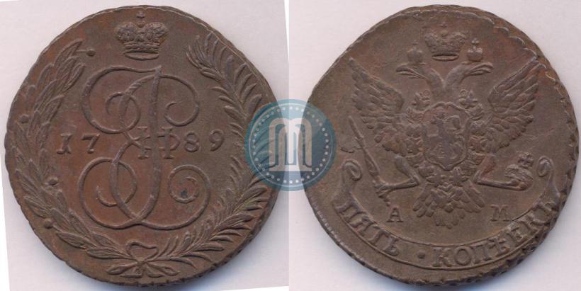 Фото 5 копеек 1789 года АМ 