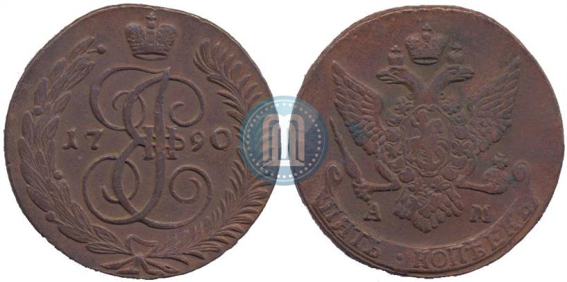 Picture 5 kopecks 1790 year АМ 