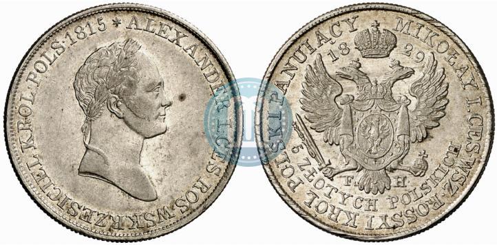 Фото 5 злотых 1829 года FH 