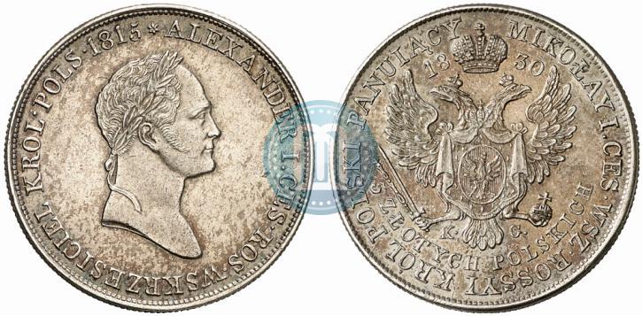 Picture 5 złotych 1830 year KG 