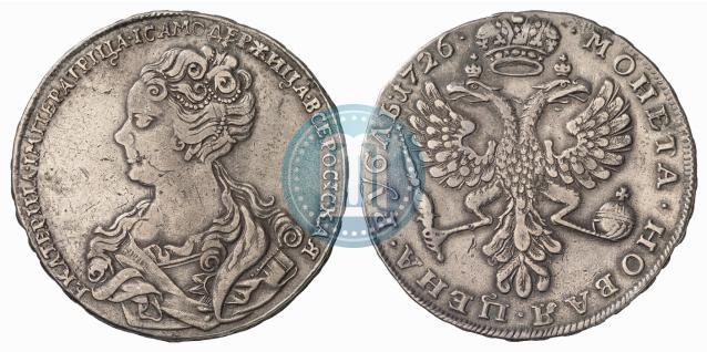 Picture 1 rouble 1726 year  "Moscow type, portrait turned to the left"