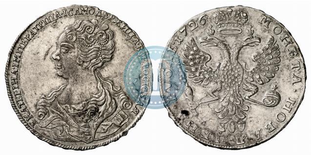 Picture 1 rouble 1726 year  "Moscow type, portrait turned to the left"