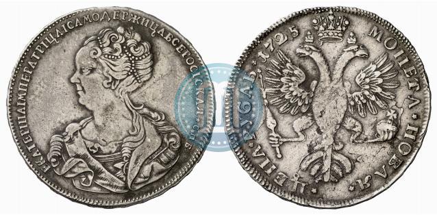 Picture 1 rouble 1725 year СПБ "Petersburg type, portrait turned to the left"