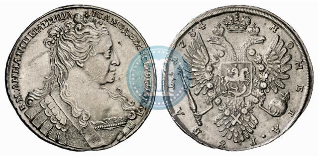 Фото 1 рубль 1734 года  "Тип 1734 года"