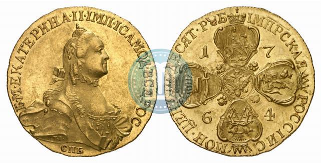 Picture 10 roubles 1764 year СПБ 