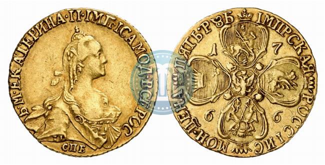 Фото 5 рублей 1766 года СПБ 