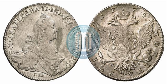 Picture 1 rouble 1774 year СПБ-ФЛ 