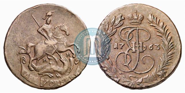 Фото 2 копейки 1763 года ММ 