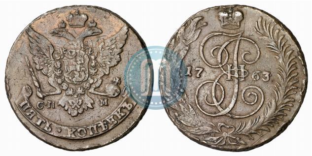 Picture 5 kopecks 1763 year СПМ 