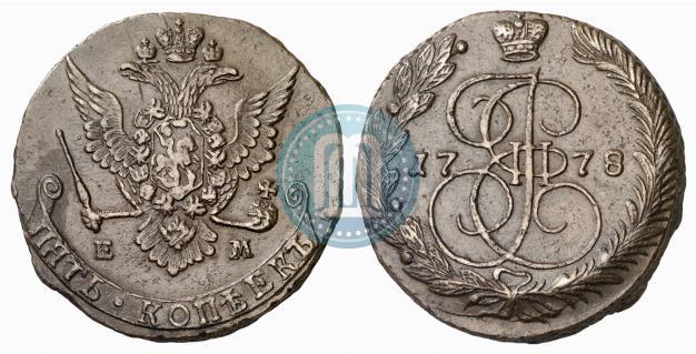 Фото 5 копеек 1778 года ЕМ 
