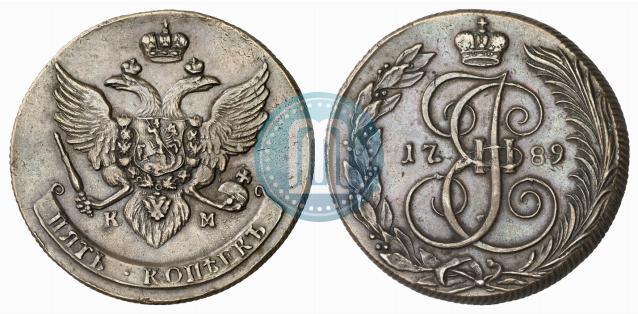 Фото 5 копеек 1789 года КМ 