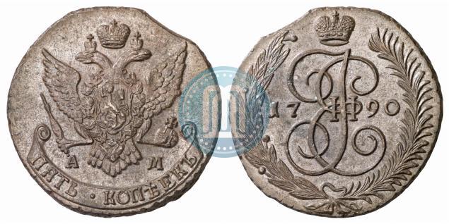 Фото 5 копеек 1790 года АМ 