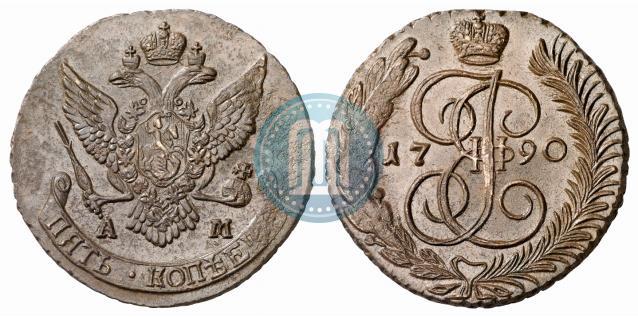 Фото 5 копеек 1790 года АМ 