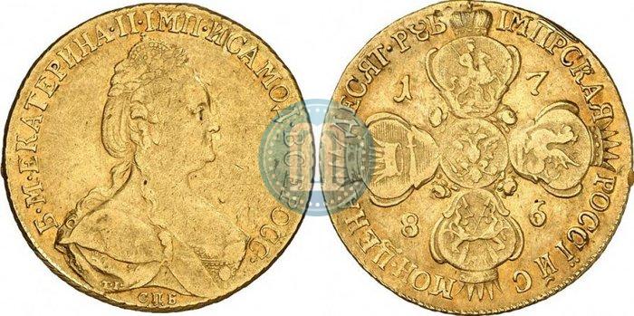 Picture 10 roubles 1786 year СПБ 