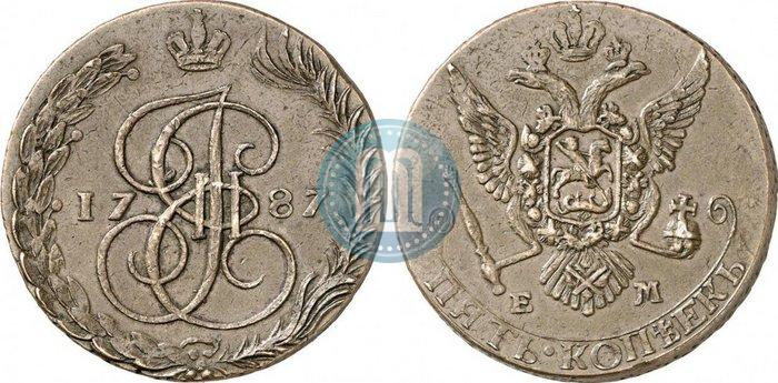 Фото 5 копеек 1787 года ЕМ 