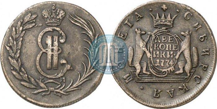 Picture 2 kopecks 1774 year КМ 