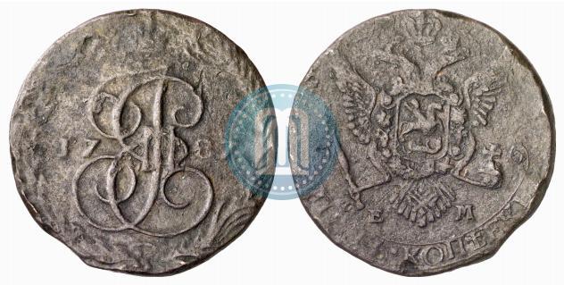 Picture 5 kopecks 1787 year ЕМ 
