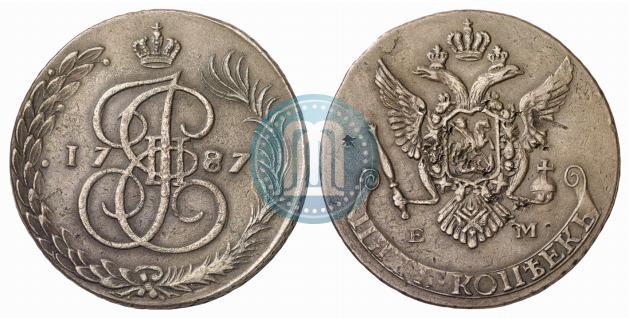 Picture 5 kopecks 1787 year ЕМ 