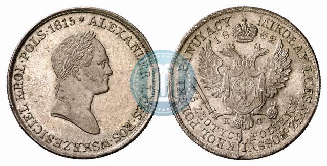 Фото 5 злотых 1832 года KG 