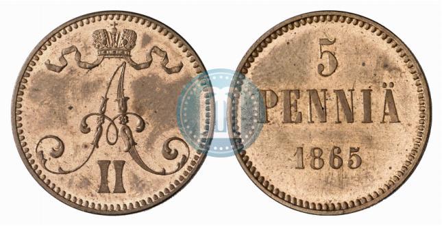 Фото 5 пенни 1865 года  