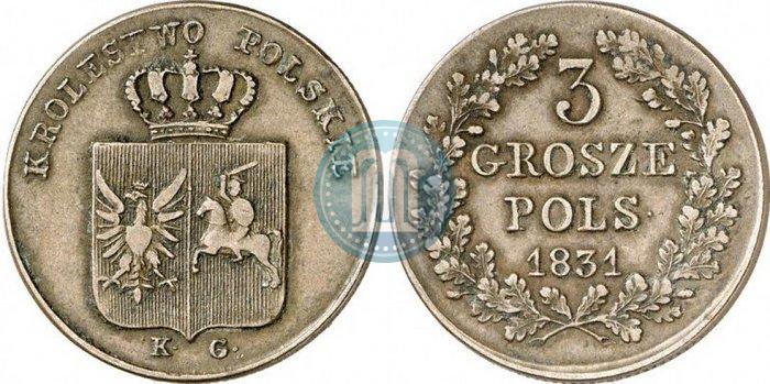 Picture 3 grosze 1831 year KG "Polish uprising"
