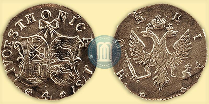 Picture 4 kopecks 1757 year  "For Livonia"