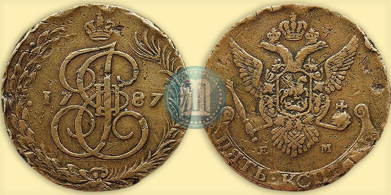 Picture 5 kopecks 1787 year ЕМ 